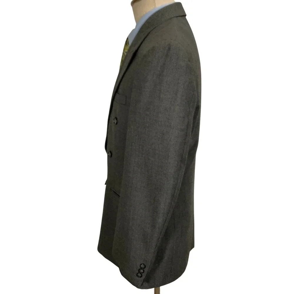 Kuppenheimer Blazer Men‎ 40 Gray White Birdseye Double Breasted Jacket Classic